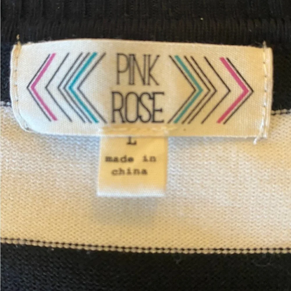 Pink Rose Black and White Striped Sweater  Dress Ladies L - Picture 7 of 12